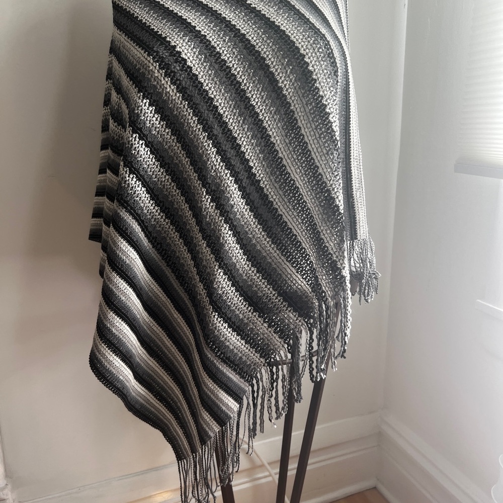 Missoni Black and Gray Striped Knit Shawl